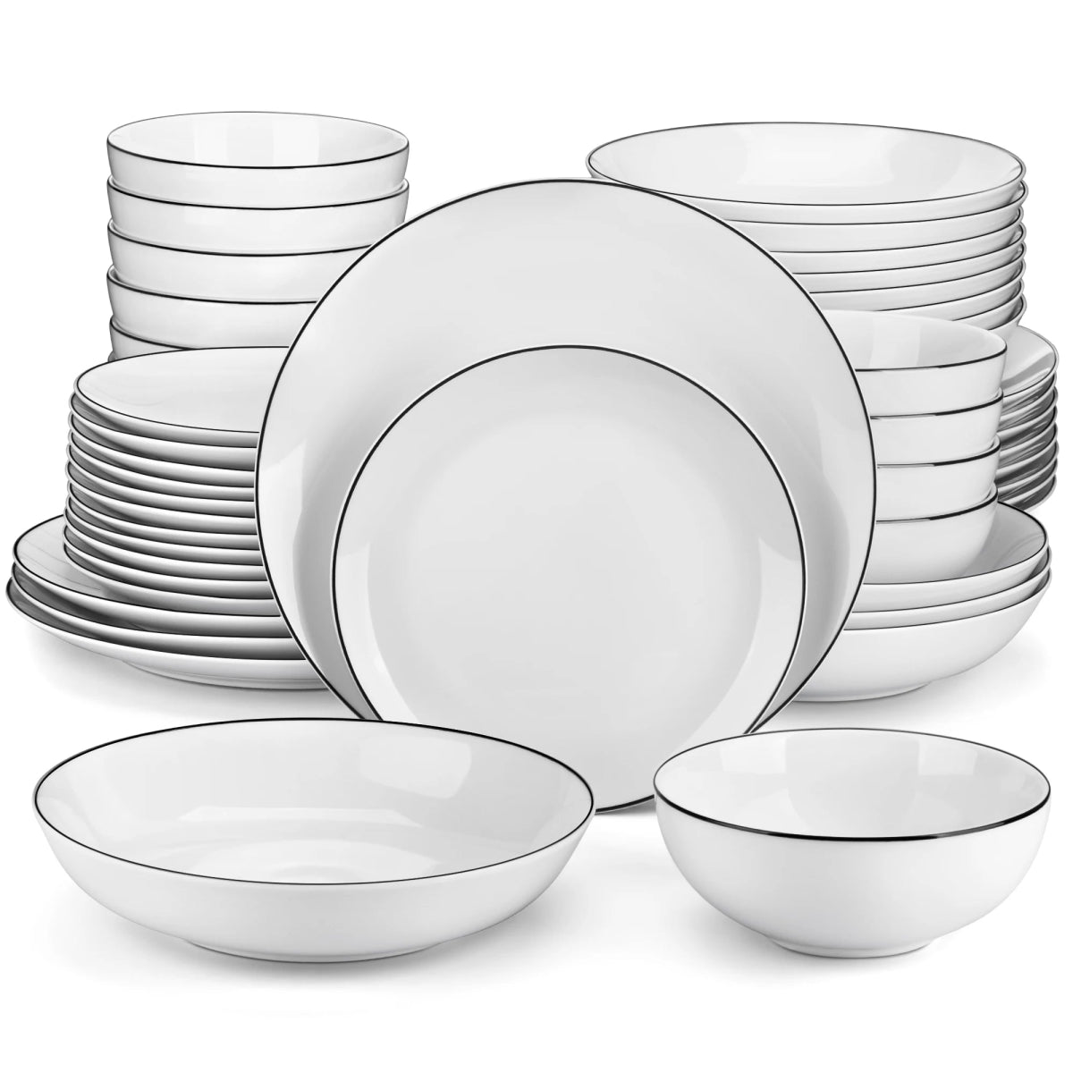 Vaisselle porcelaine 6/12 personnes - AMELIA - 24/48 pièces Novia Home 1469148PBlackRim2776321336101