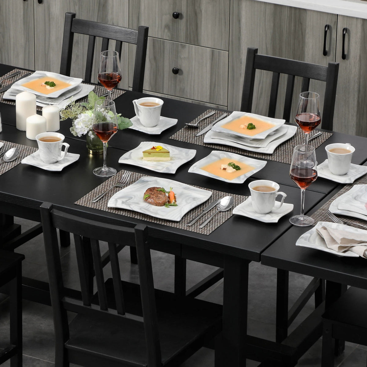 Vaisselle porcelaine 6/12 personnes - AMPARO - 30/60 pièces Novia Home 1419330P2776321336101GERMANY
