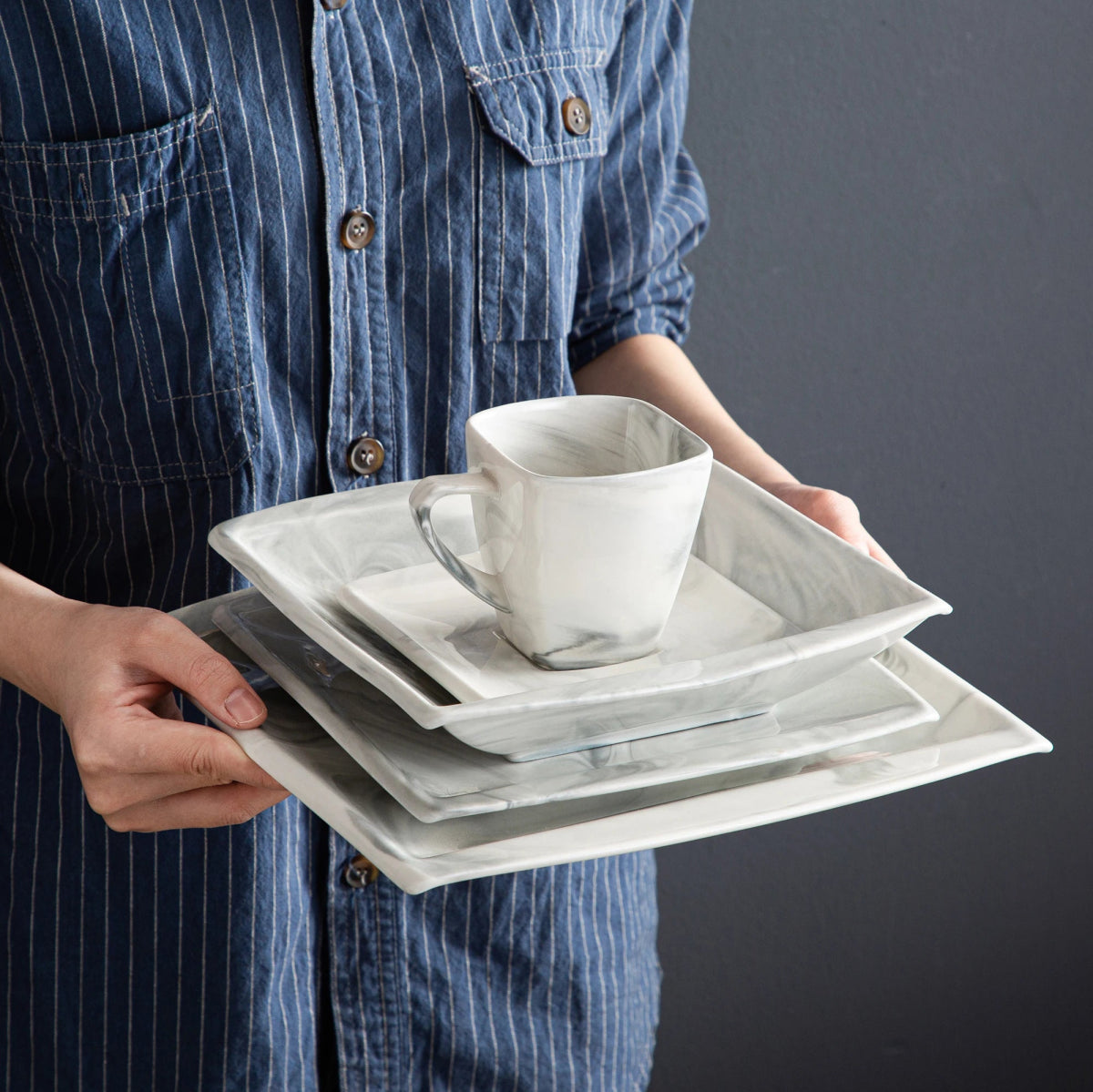 Vaisselle porcelaine 6/12 personnes - BLANCE - 30/60 pièces Novia Home 14193Marble30P2776321336101GERMANY