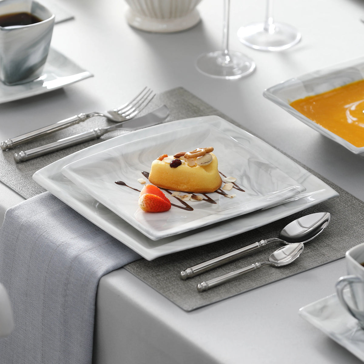 Vaisselle porcelaine 6/12 personnes - BLANCE - 30/60 pièces Novia Home 14193Marble30P2776321336101GERMANY