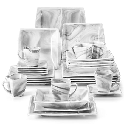 Vaisselle porcelaine 6/12 personnes - BLANCE - 30/60 pièces Novia Home 14193Marble30P2776321336101GERMANY