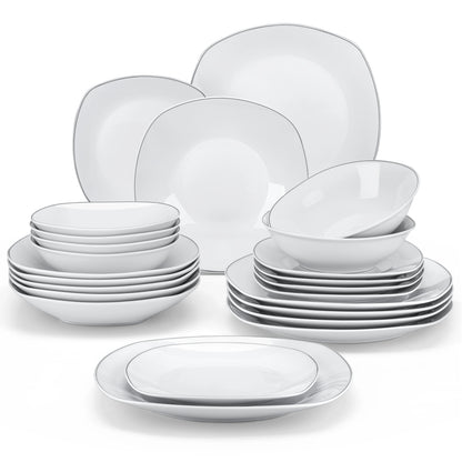 Vaisselle porcelaine 6/12 personnes - ELSA - 24/48 pièces Novia Home 14193ELSA24P2776321336101