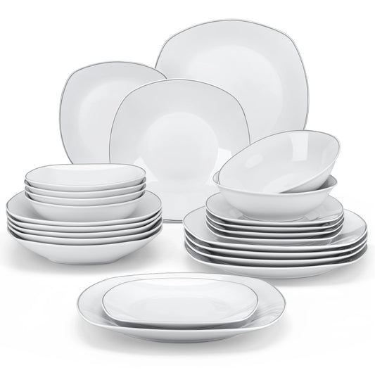 Vaisselle porcelaine 6/12 personnes - ELSA - 24/48 pièces Novia Home 14193ELSA24P2776321336101