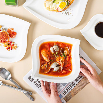 Vaisselle porcelaine 6/12 personnes - ELVIRA - 30/60 pièces Novia Home 14-193-WHITE-30PCS-200007763-201336101