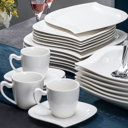 Vaisselle porcelaine 6/12 personnes - ELVIRA - 30/60 pièces Novia Home 14-193-WHITE-30PCS-200007763-201336101