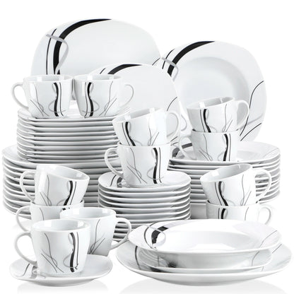 Vaisselle porcelaine 6/12 personnes - FIONA - 30/60 pièces Novia Home 1417560PIECE200007763201336101