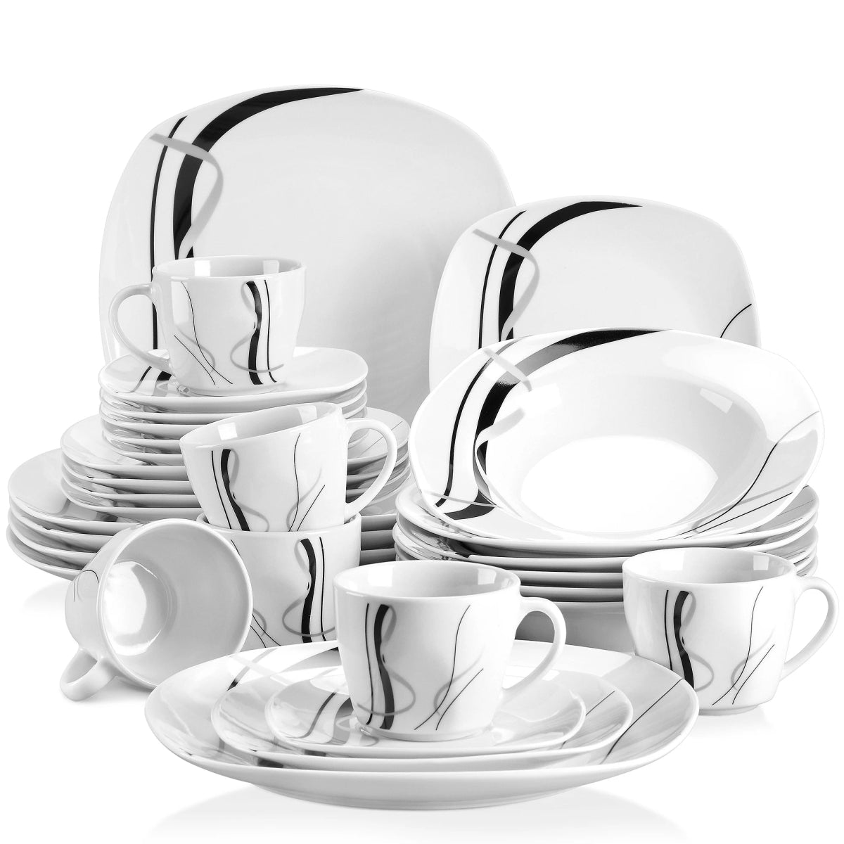 Vaisselle porcelaine 6/12 personnes - FIONA - 30/60 pièces Novia Home 1419330PIECE200007763201336101