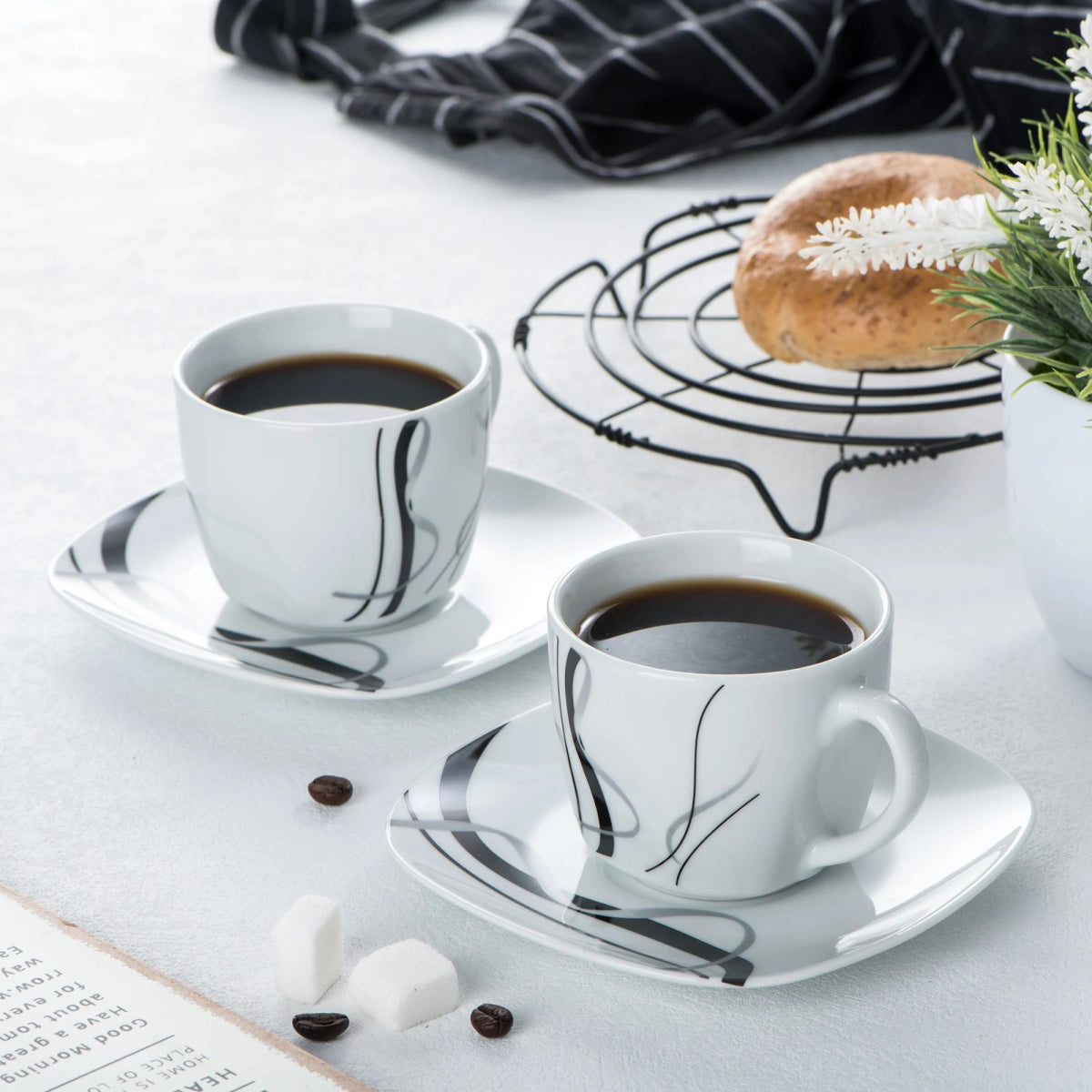 Vaisselle porcelaine 6/12 personnes - FIONA - 30/60 pièces Novia Home 1419330PIECE200007763201336101
