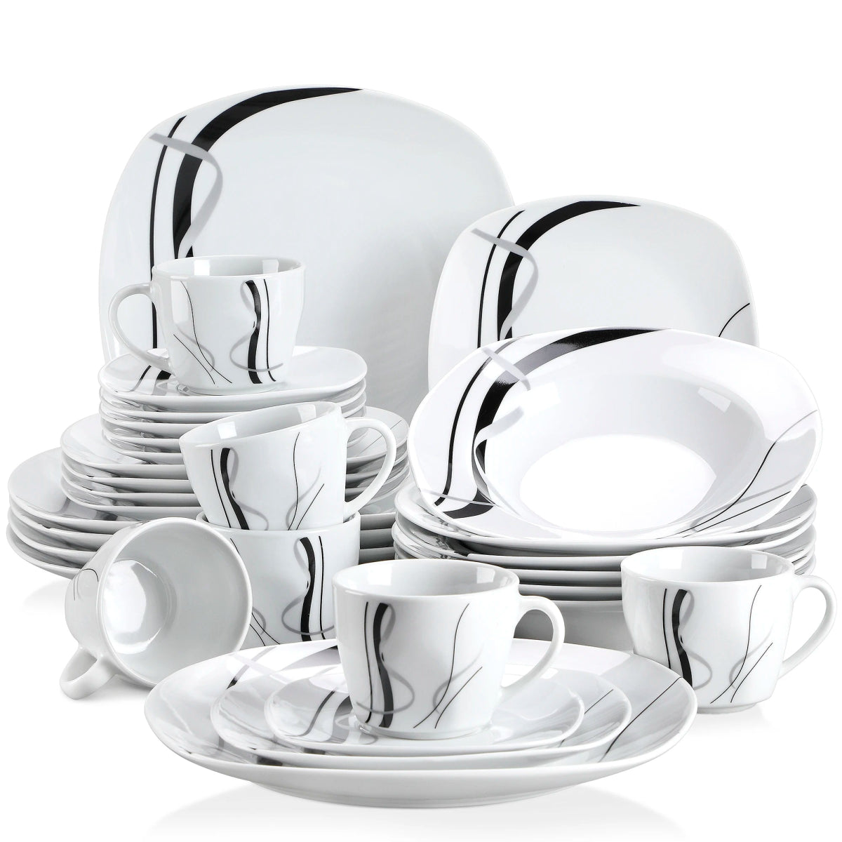 Vaisselle porcelaine 6/12 personnes - FIONA - 30/60 pièces Novia Home 1419330PIECE200007763201336101