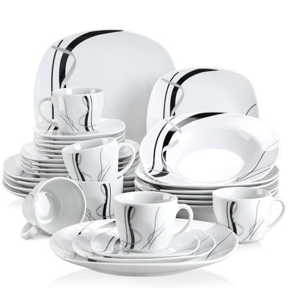 Vaisselle porcelaine 6/12 personnes - FIONA - 30/60 pièces Novia Home 1419330PIECE200007763201336101