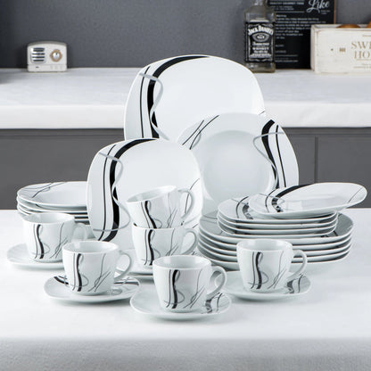 Vaisselle porcelaine 6/12 personnes - FIONA - 30/60 pièces Novia Home 1419330PIECE200007763201336101