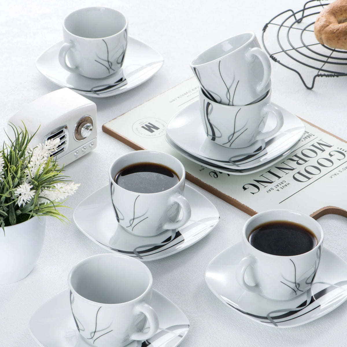 Vaisselle porcelaine 6/12 personnes - FIONA - 30/60 pièces Novia Home 1419330PIECE200007763201336101