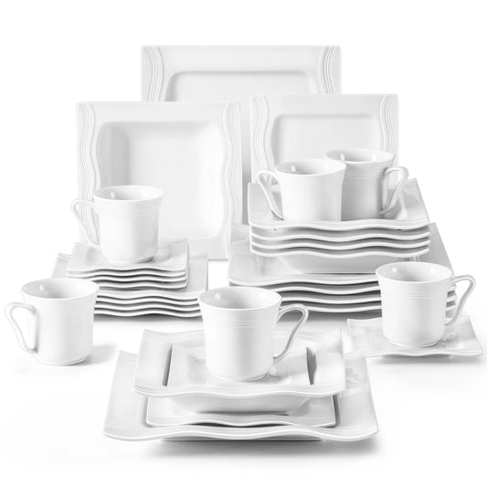 Vaisselle porcelaine 6/12 personnes - MARIO - 30/60 pièces Novia Home 14-193-30Piece-200007763-201336101