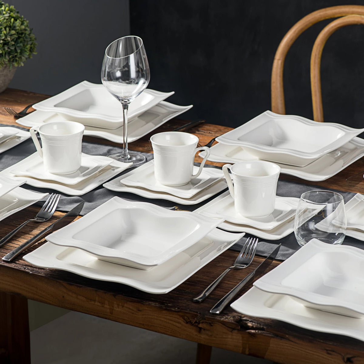 Vaisselle porcelaine 6/12 personnes - MARIO - 30/60 pièces Novia Home 14-193-30Piece-200007763-201336101