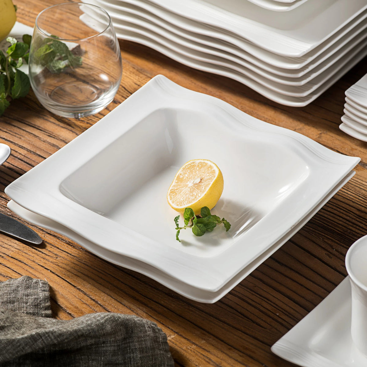 Vaisselle porcelaine 6/12 personnes - MARIO - 30/60 pièces Novia Home 14-193-30Piece-200007763-201336101