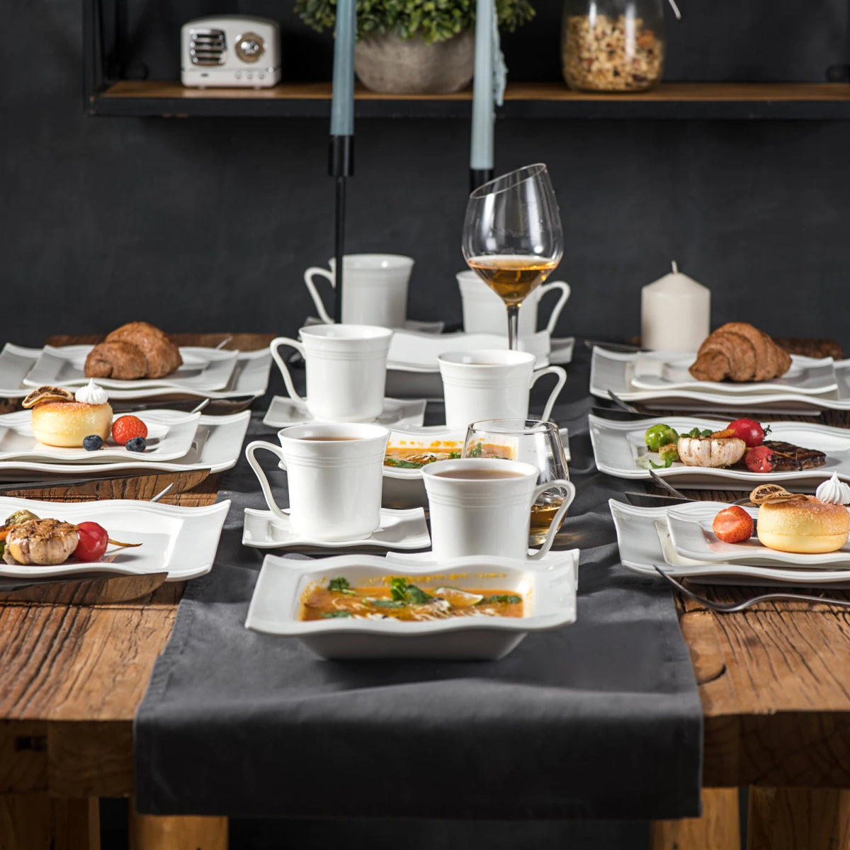 Vaisselle porcelaine 6/12 personnes - MARIO - 30/60 pièces Novia Home 14-193-30Piece-200007763-201336101