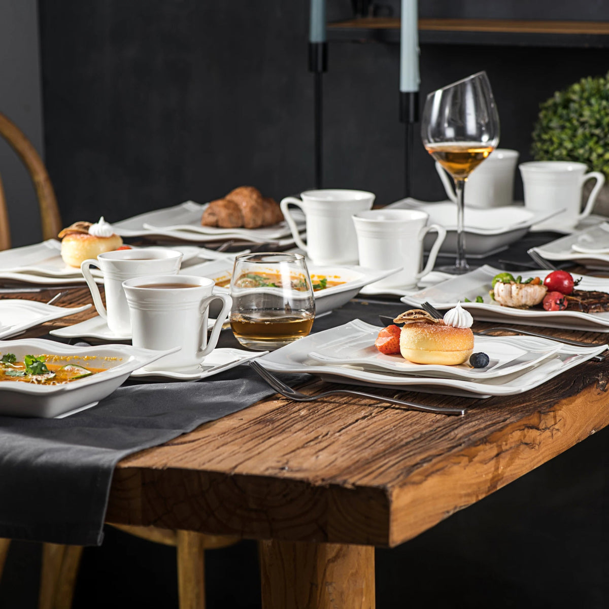 Vaisselle porcelaine 6/12 personnes - MARIO - 30/60 pièces Novia Home 14-193-30Piece-200007763-201336101
