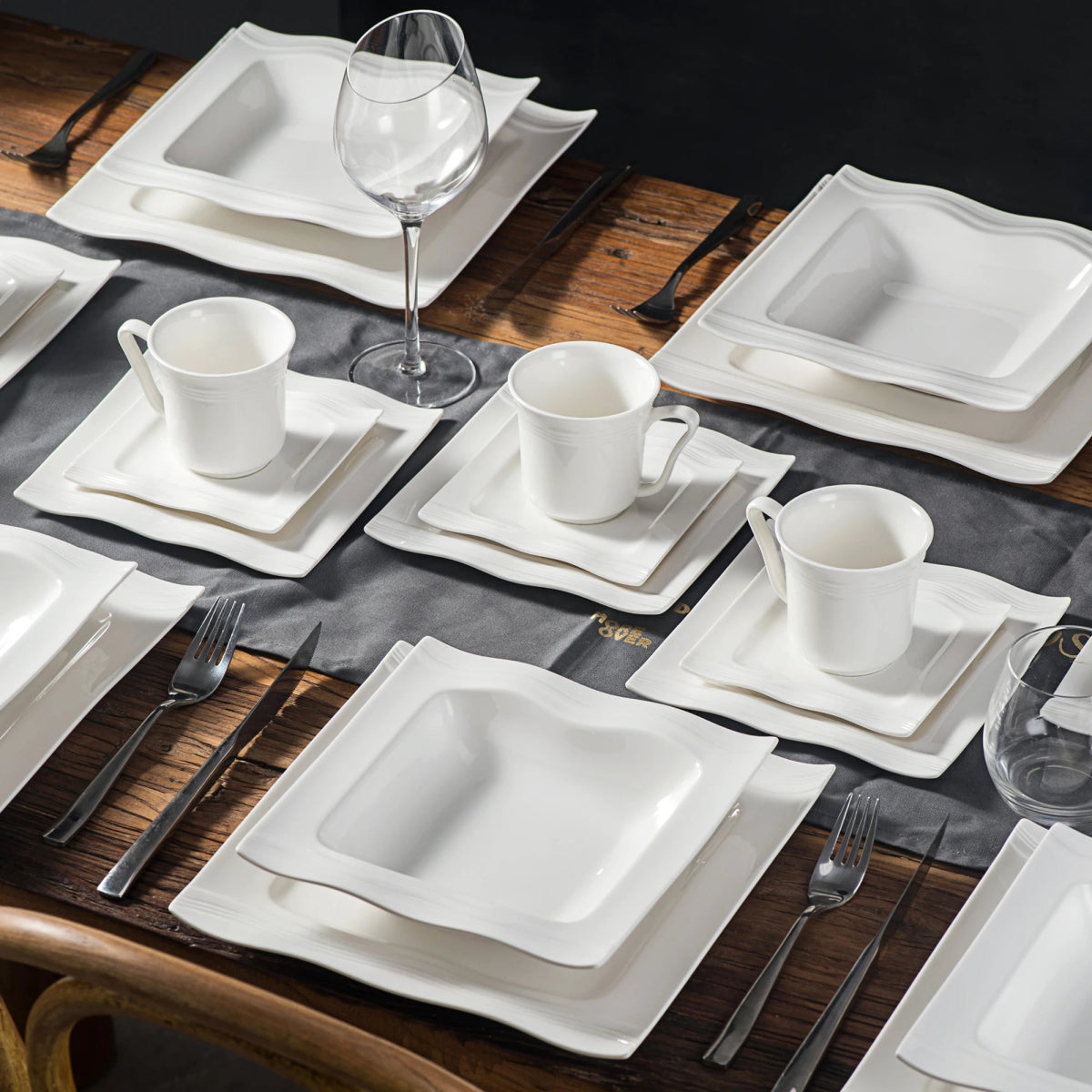 Vaisselle porcelaine 6/12 personnes - MARIO - 30/60 pièces Novia Home 14-193-30Piece-200007763-201336101