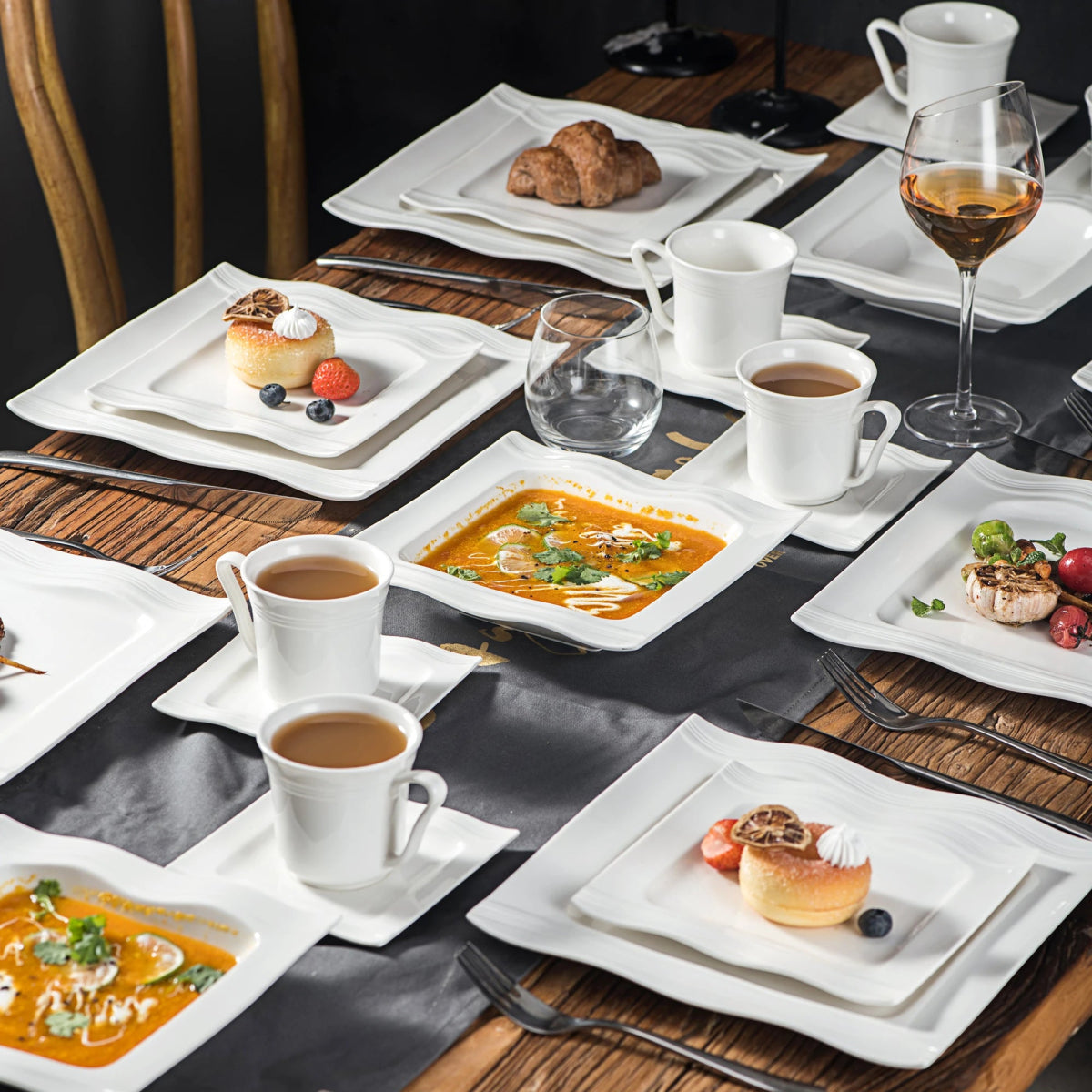 Vaisselle porcelaine 6/12 personnes - MARIO - 30/60 pièces Novia Home 14-193-30Piece-200007763-201336101